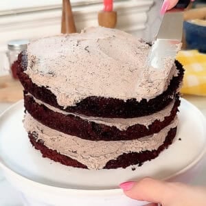 chocolate cake topped with thick homemade oreo frosting