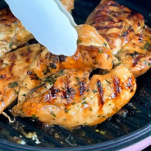 Lime Marinated Chicken Breast grilled in a stovetop pan