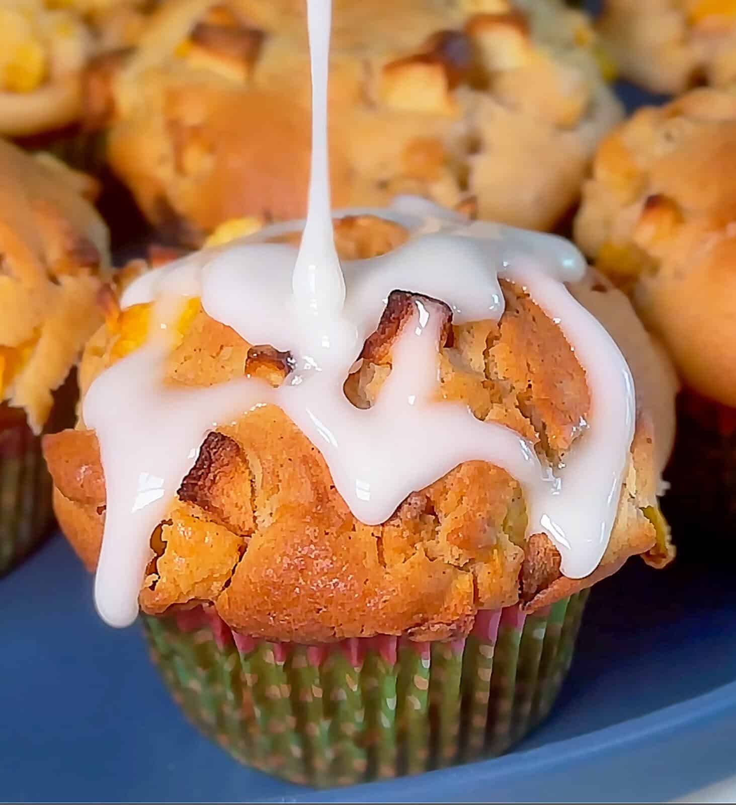 apple peach muffins recipe with lemon icing