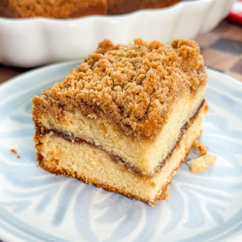 Whole sour cream coffee cake with streusel topping